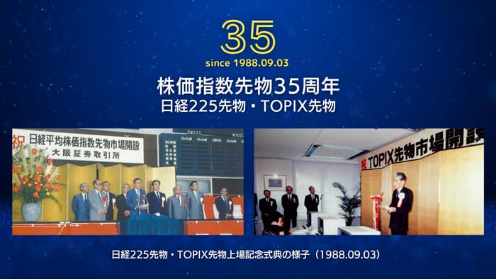 日経225先物・TOPIX先物上場記念式典の様子(1988.09.03) 日経225先物・TOPIX先物上場記念式典の様子(1988.09.03)