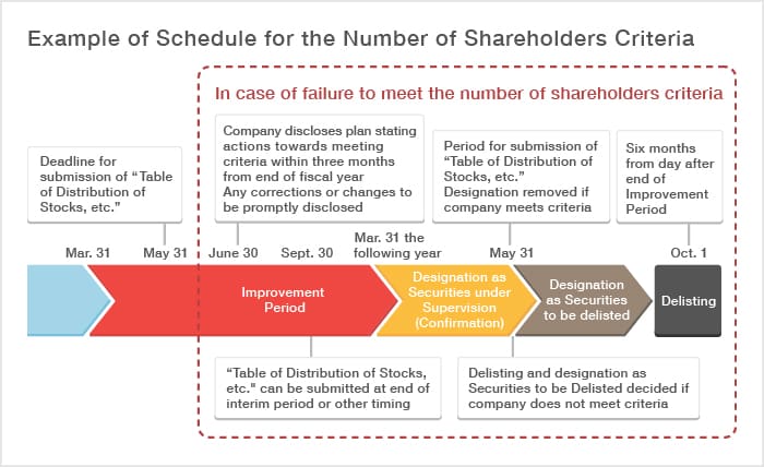Example of Schedule for the Number of Shareholders Criteria