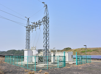 山口美祢太陽光発電所から中国電力へ系統連系する特高変電所